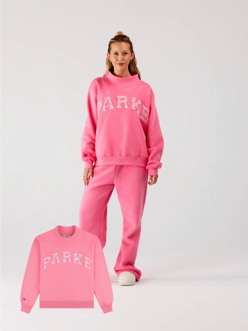 Parker Girls Pink Logo Sweatshirt Pajama Set